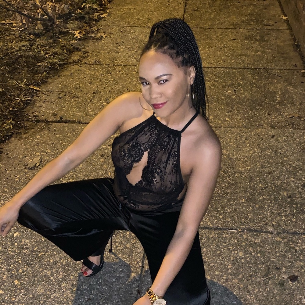 Black satin pants